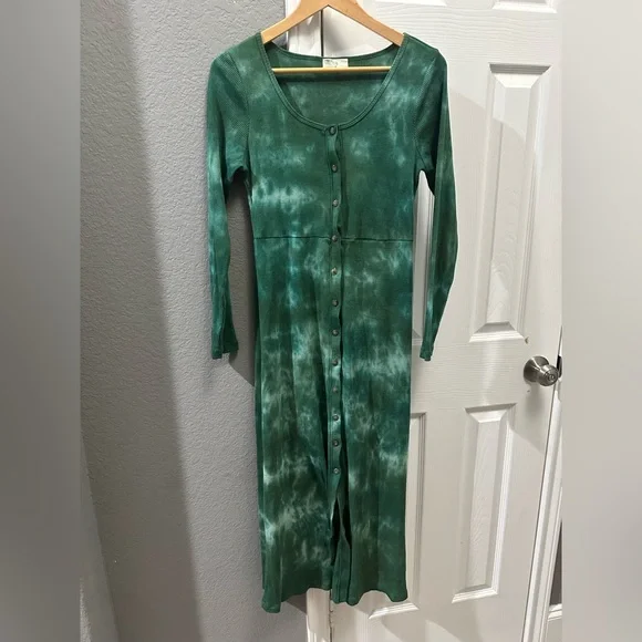 Anthropologie | T.LA green tie dye button down dress size small - Picture 2 of 4